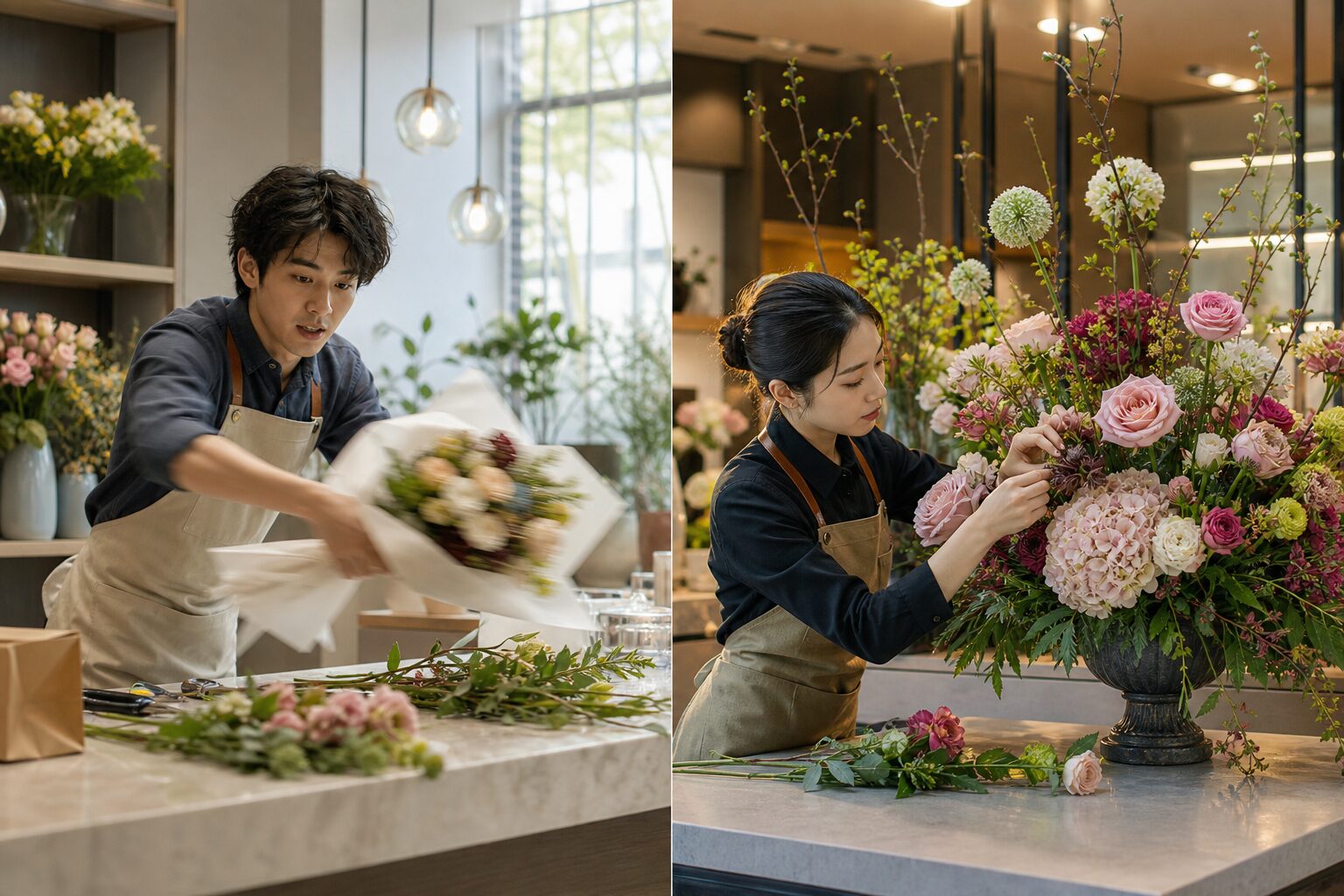 花藝師準備線上訂購花禮